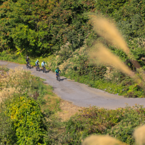cyclists riding in the Nagano mountains