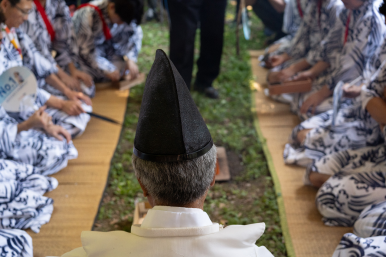 Gathering at a local traditional festival in Kosuge, Iiyama, Nagano, Japan