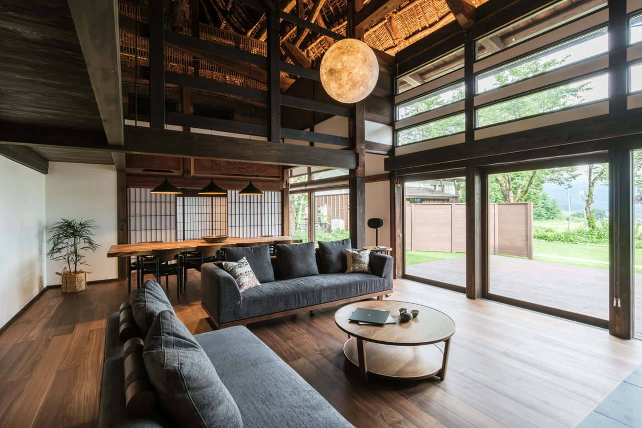 Renovated modern minka farmhouse in rural Japan, Iiyama, Nagano Heritage